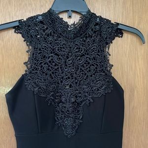 Black lace neck mini dress semi formal